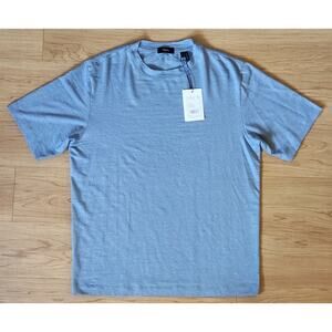 NWT THEORY Ryder Tee Heron (Blue) Short Sleeve Flex Linen Tee T-Shirt Sz. Med